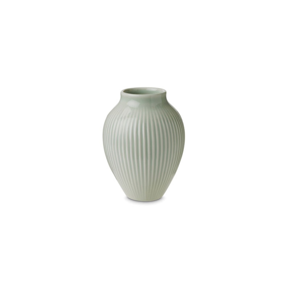 Knabstrup Keramik - Vase m. riller 12,5 cm, Mintgrøn