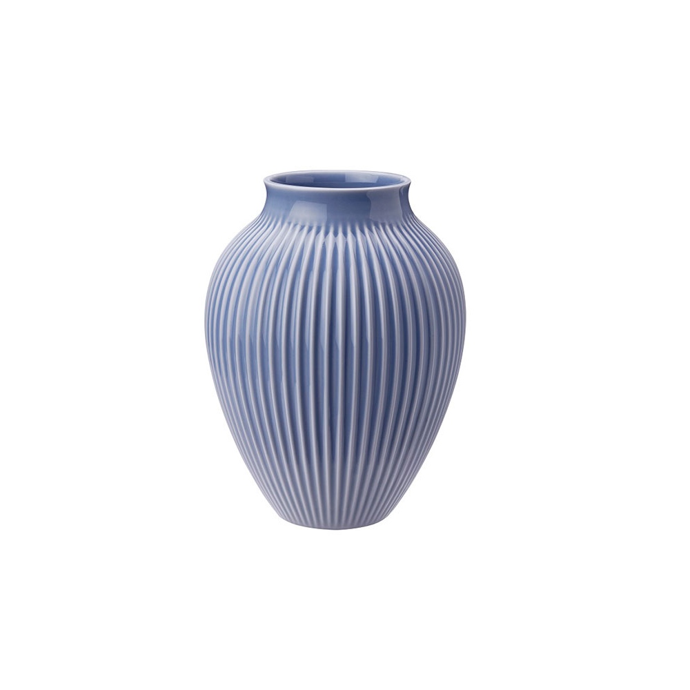 Knabstrup Keramik - Vase m. riller 27 cm. Lavendelblå