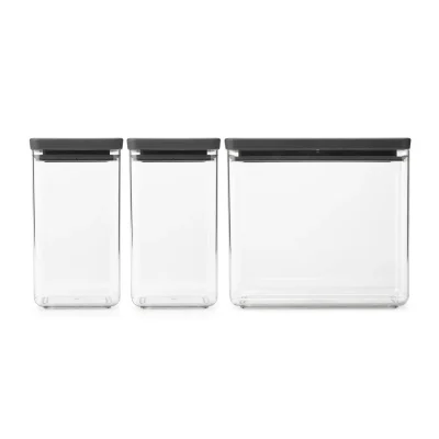 Brabantia – Opbevaringsbox sæt Mørk Grå 2x 1.6l og 1x 3.5l